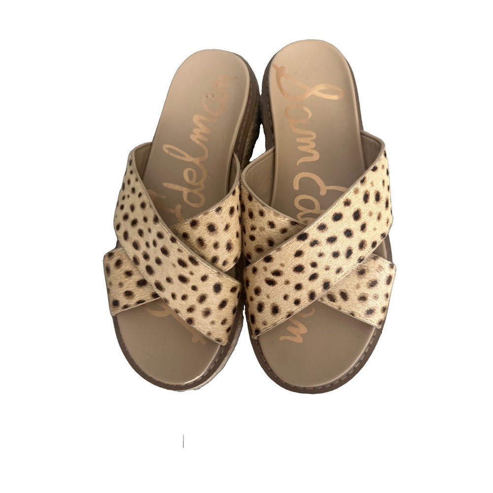 Sam Edelman Womens Korina Slide Platform Sandals Cheetah Fur Sz 7